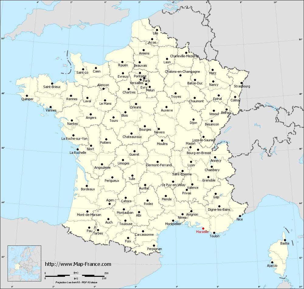 Marseille газрын зураг дээр