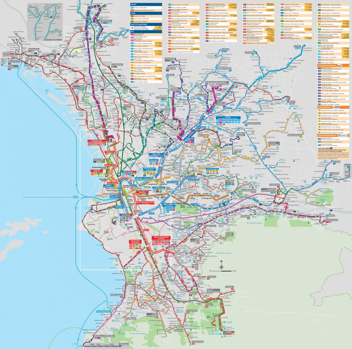 Marseille тээврийн газрын зураг